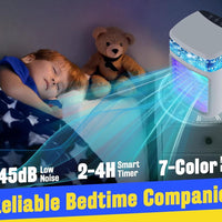 Portable Evaporative Air Cooler Fan with Mist, Rechargeable, 3 Speeds