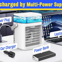 Portable Evaporative Air Cooler Fan with Mist, Rechargeable, 3 Speeds