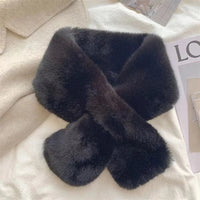 Faux Fur Cross Collar Neck Warmer Winter Scarf