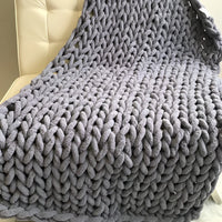 Chenille Chunky Knitted Blanket, Thick Cable Knit Throw for Couch Bed Sofa