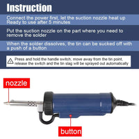 Desoldering Machine Tin Sucker Automatic Electric Solder With 3 Suction Nozzle