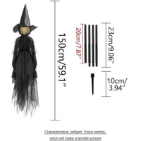 3PCS Indoor And Outdoor Halloween Decorations - Sound Activated Hand Holding Witch