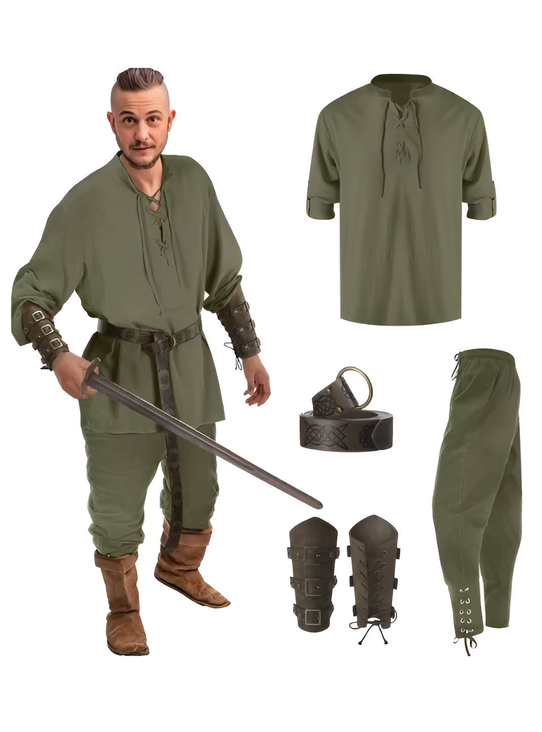 Men 4 Piece Halloween Medieval Party Costumes