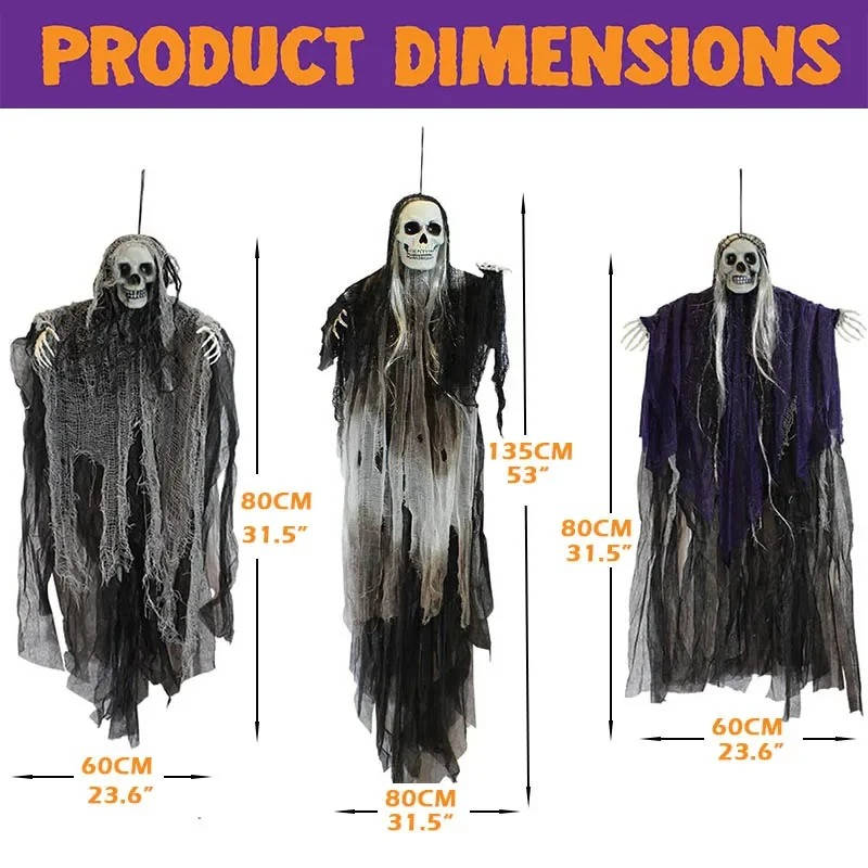 Scary Realistic Halloween Hanging Decorations Outdoor And Indoor - Set Of Three