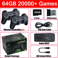 HDMI 4K TV Game Stick Console | 64GB with 20,000+ Retro Games & 2 Wireless Gamepads