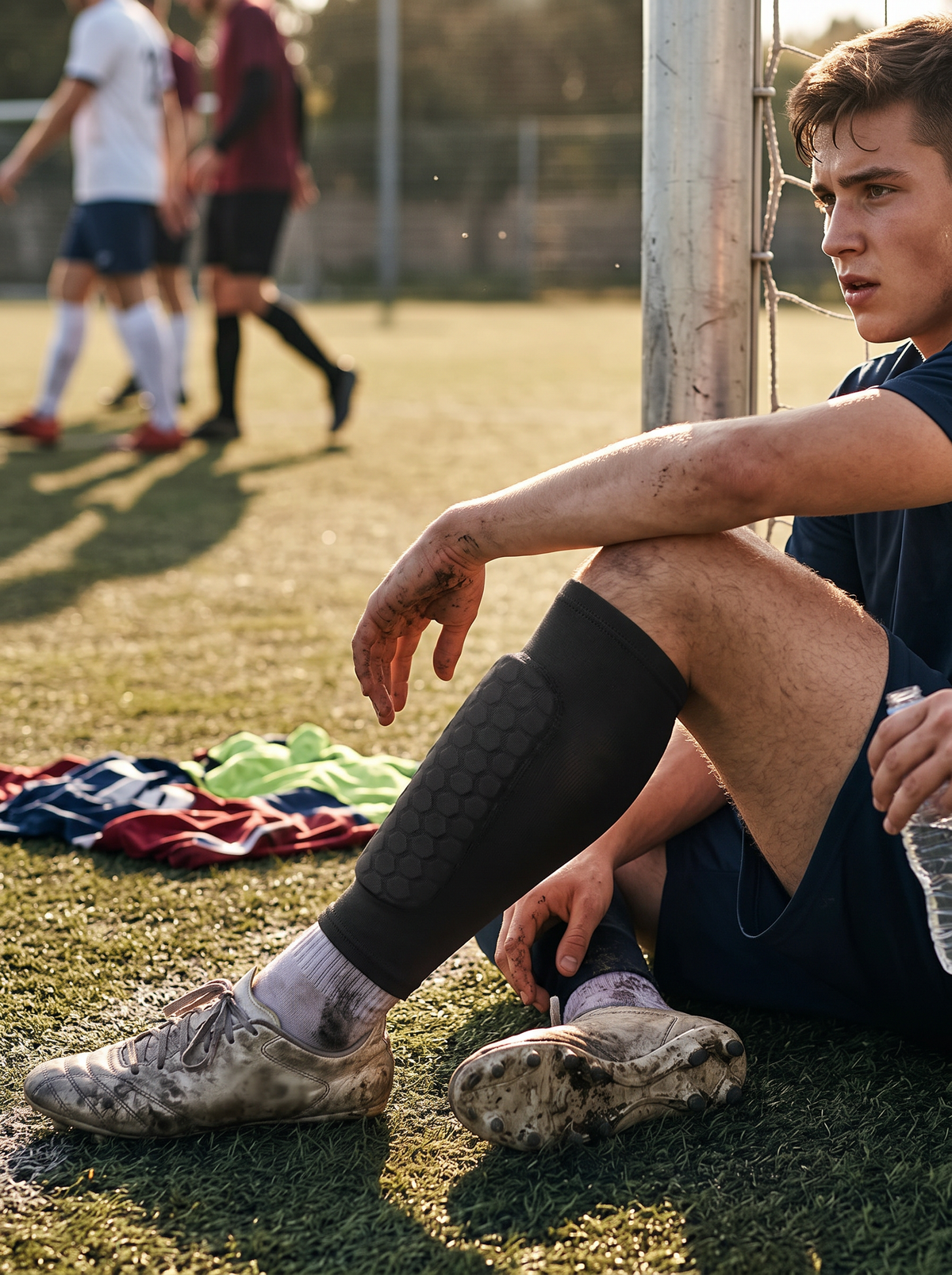 Honeycomb Soccer Shin Guards breathable backing after a match