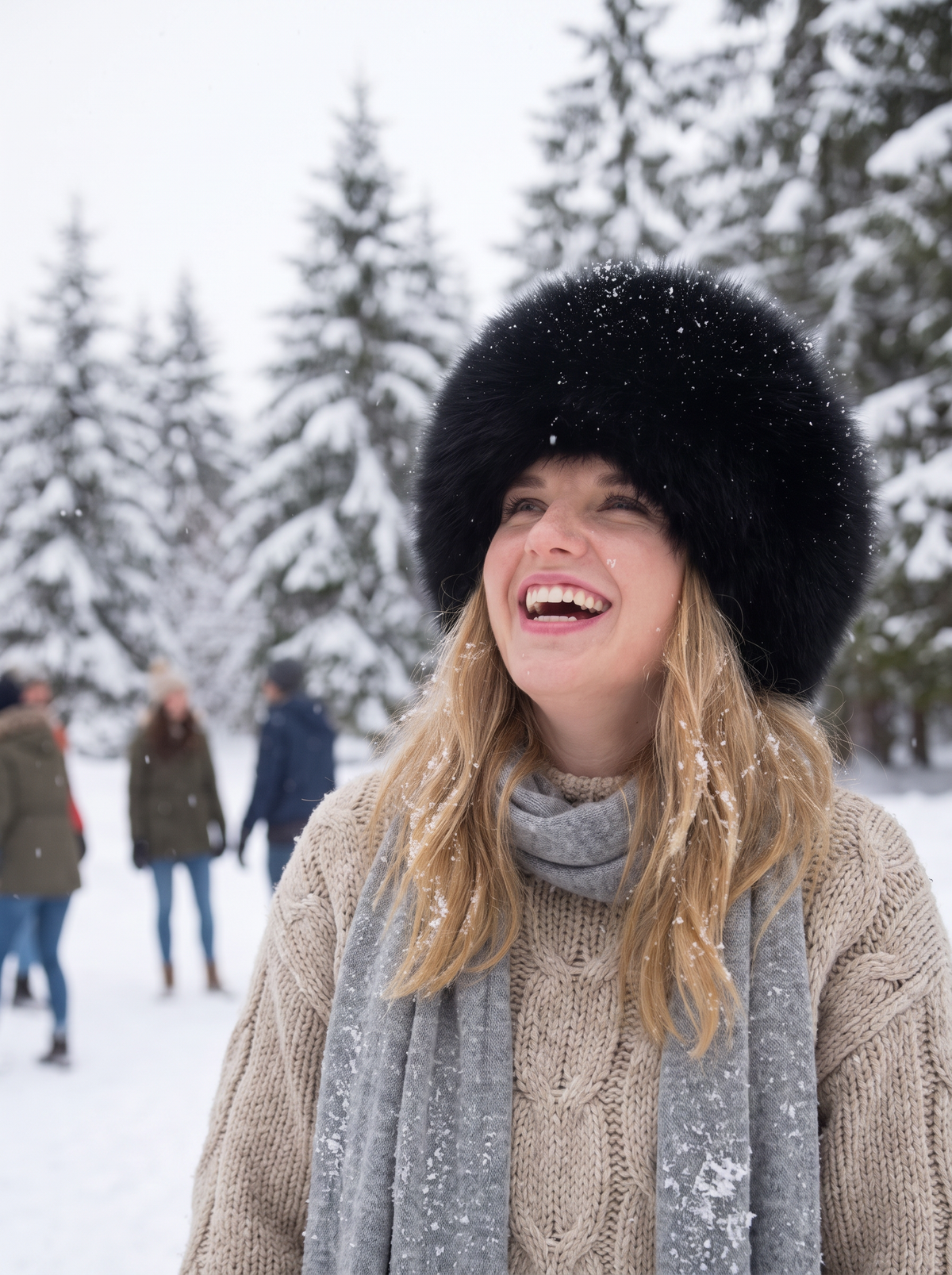 Natural Fox Fur Hat with Earmuffs, Made For Deep Winter