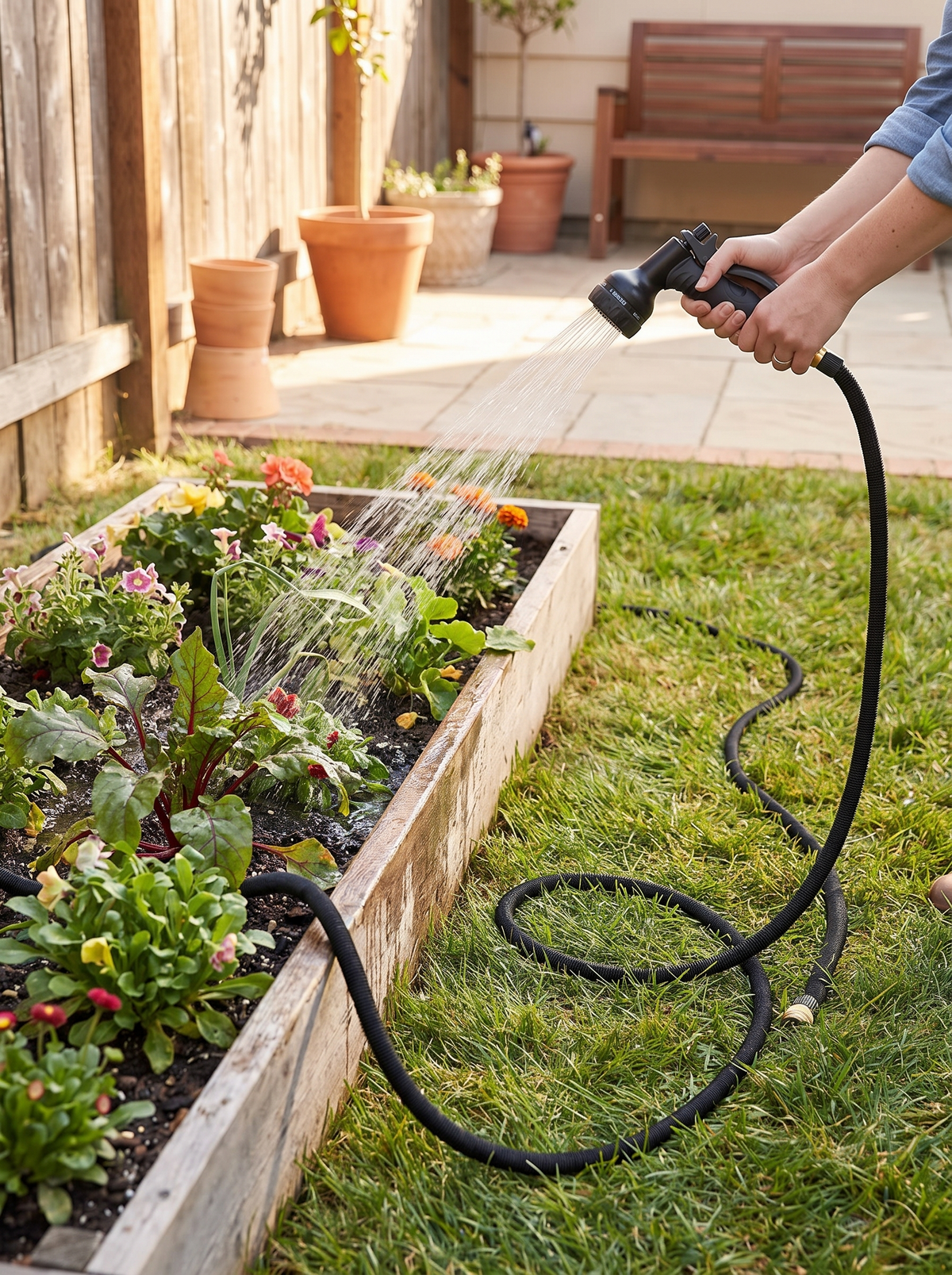 100ft Expandable Garden Hose, Stretches To 100 Feet