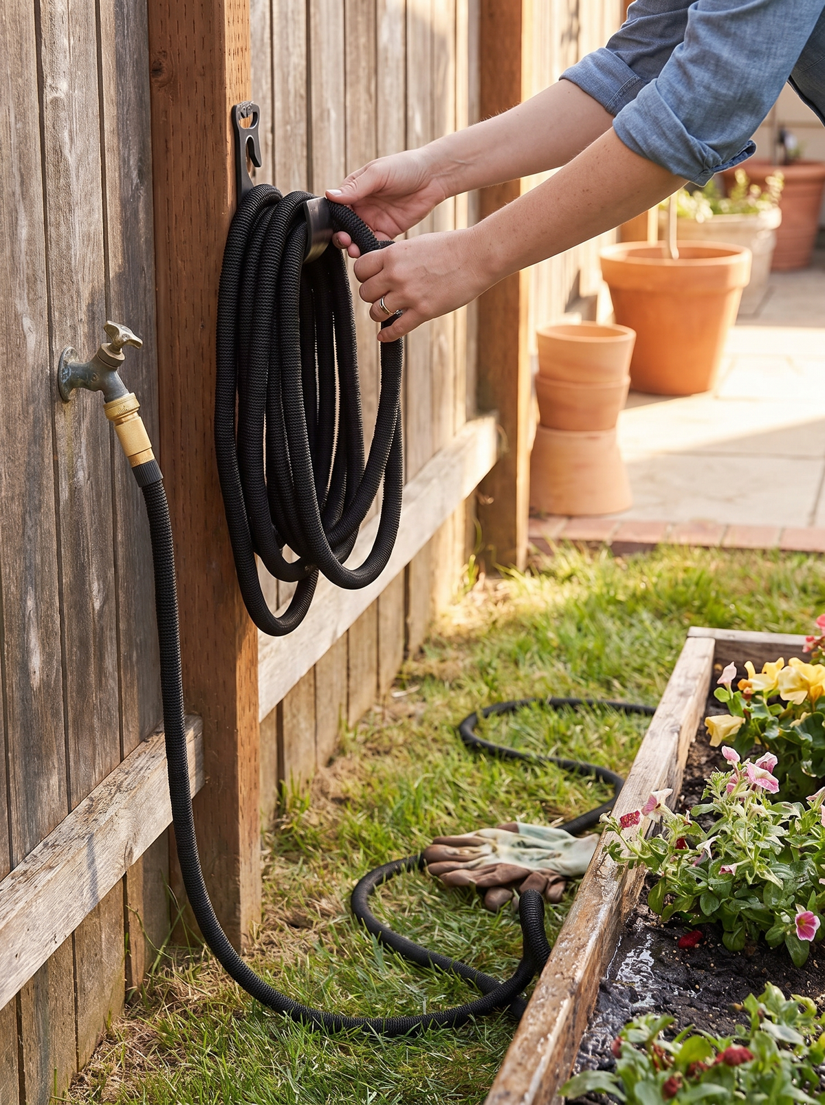 100ft Expandable Garden Hose, Shrinks Back For Storage