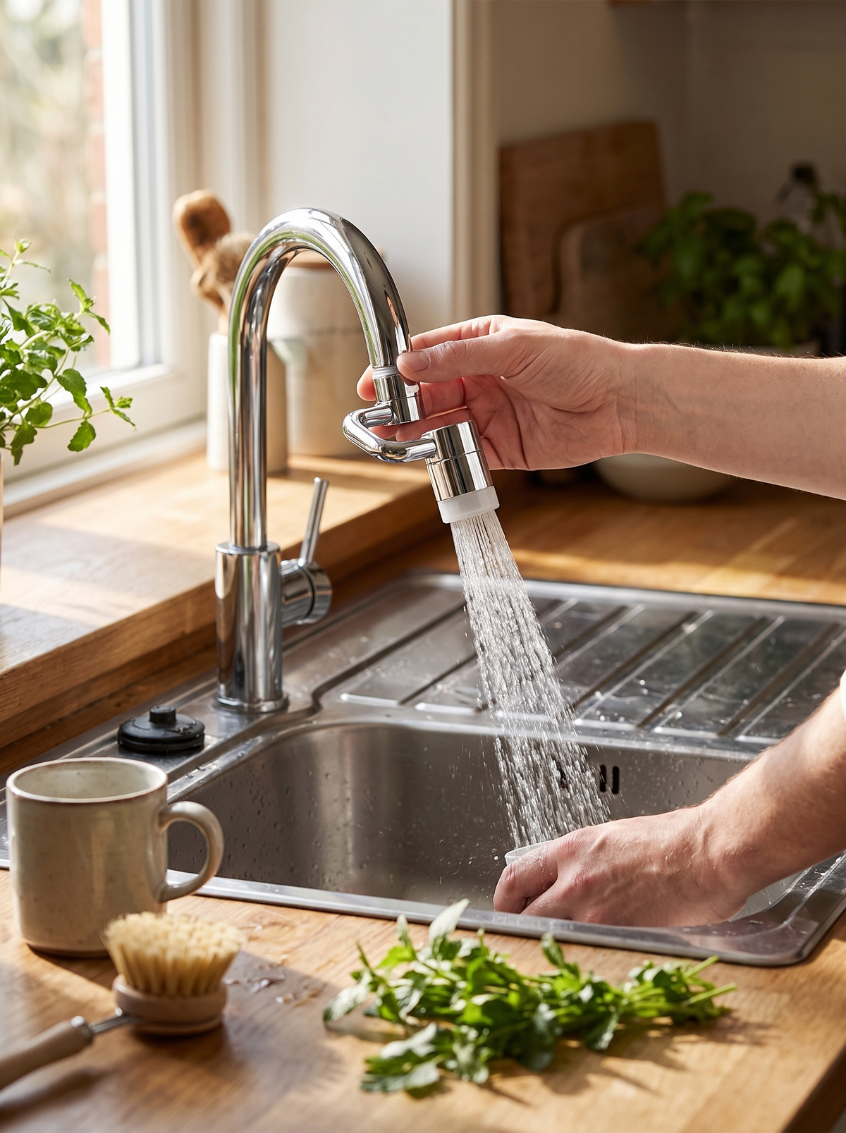 Rotating Universal Faucet Extender, Two Spray Modes On Tap