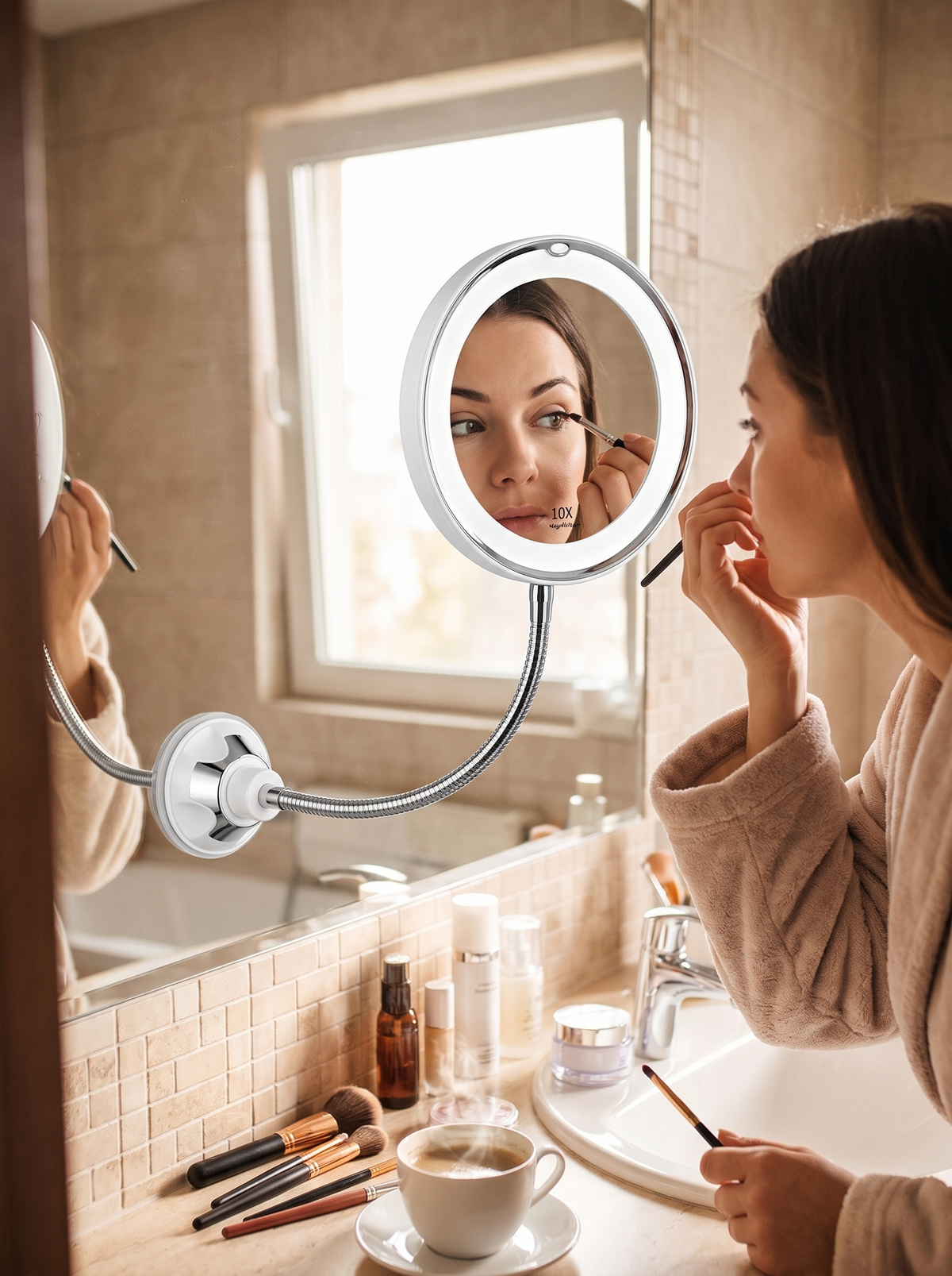 10x Magnifying LED Suction Mirror, See Every Fine Detail