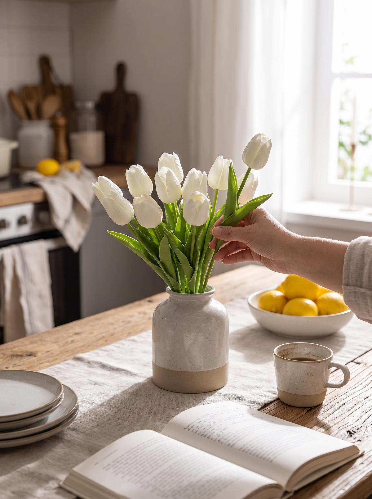 Artificial Tulips, 10 Stem Bunch, Real Silk Touch Petals