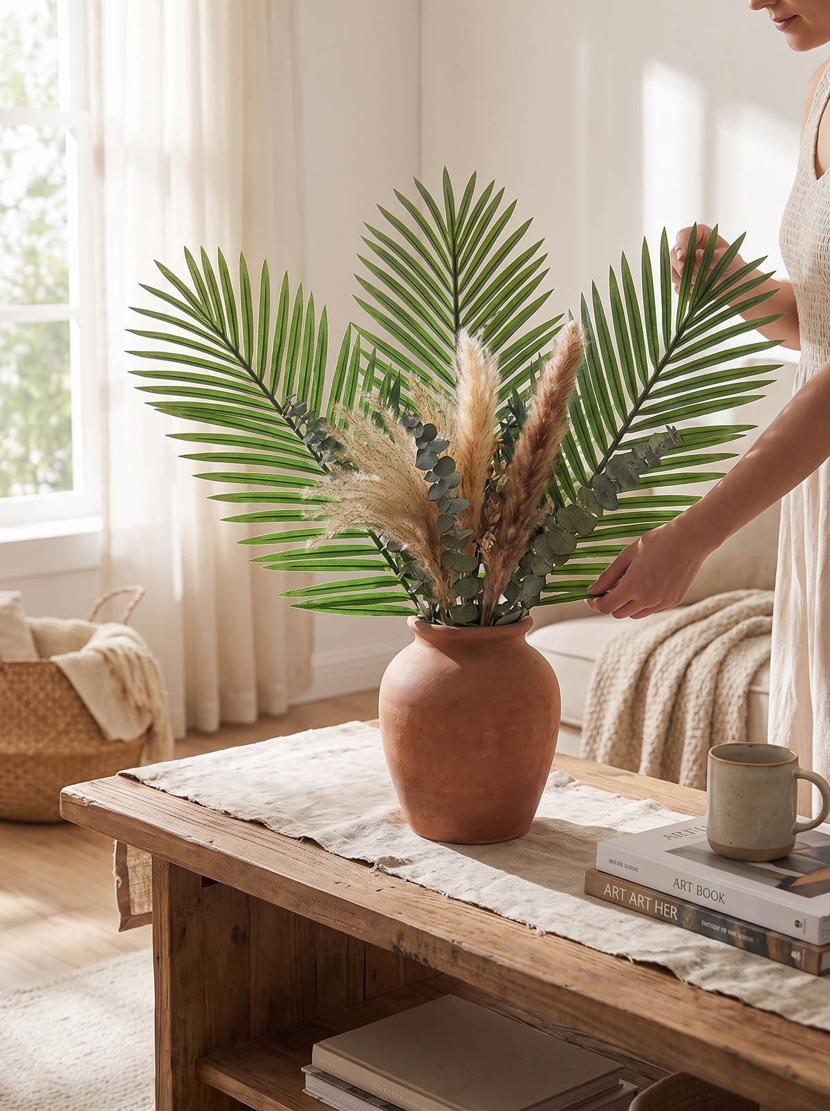 Artificial Palm Leaves, 12 Pack, Veined Like The Real Thing