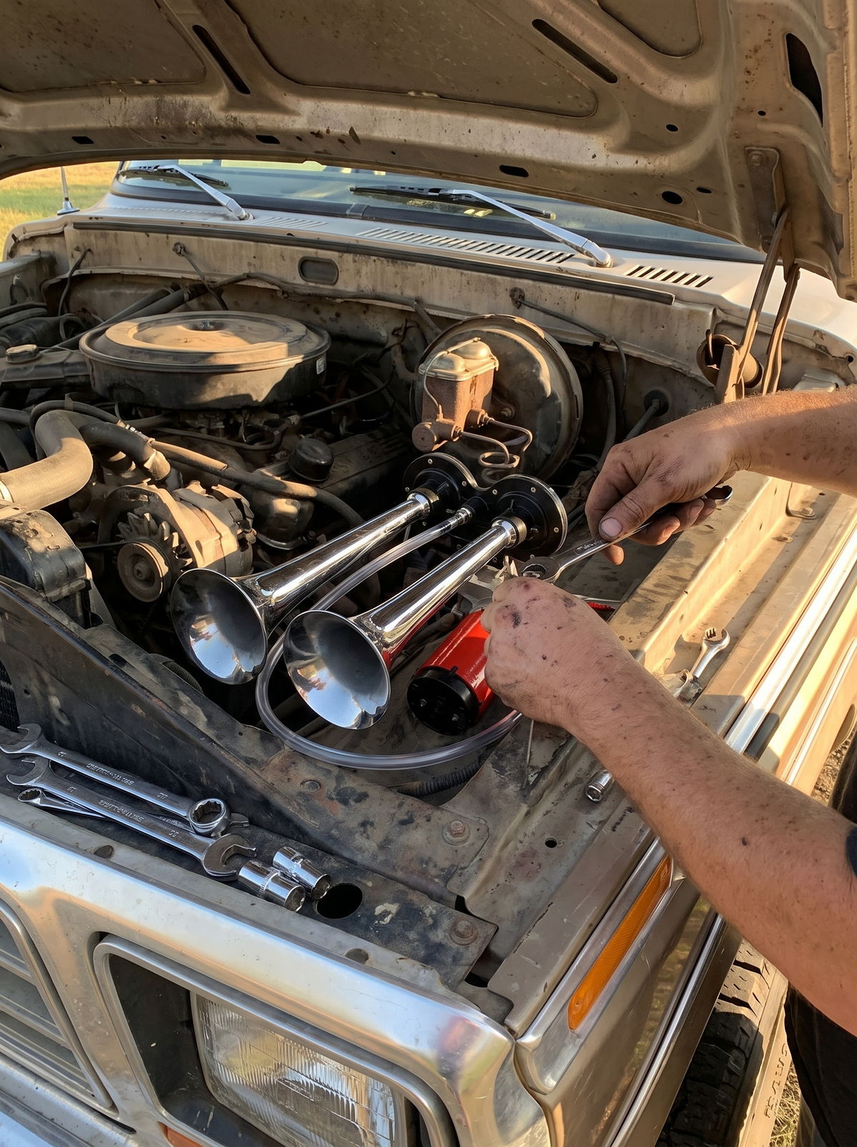 150dB Dual Trumpet Air Horn for Cars and Trucks, Bolts On In Minutes