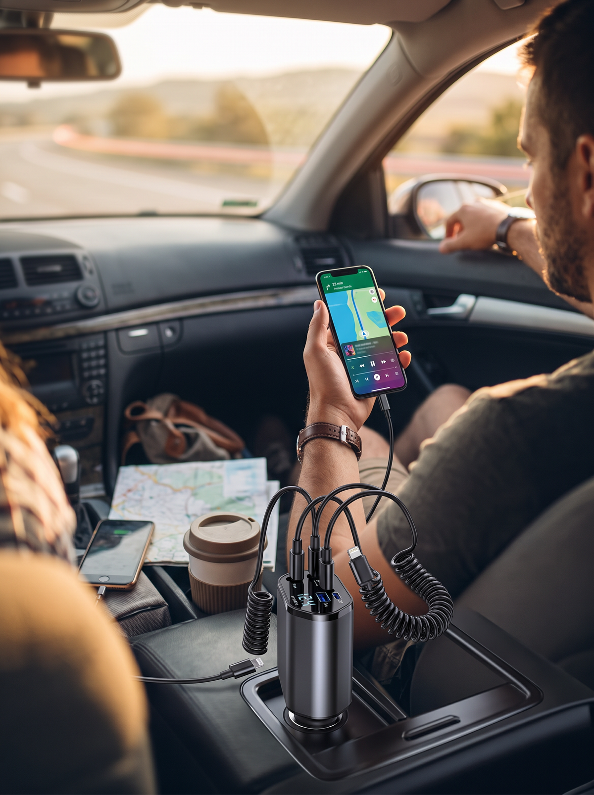 120W Retractable Car Charger, Fast Power On Every Trip