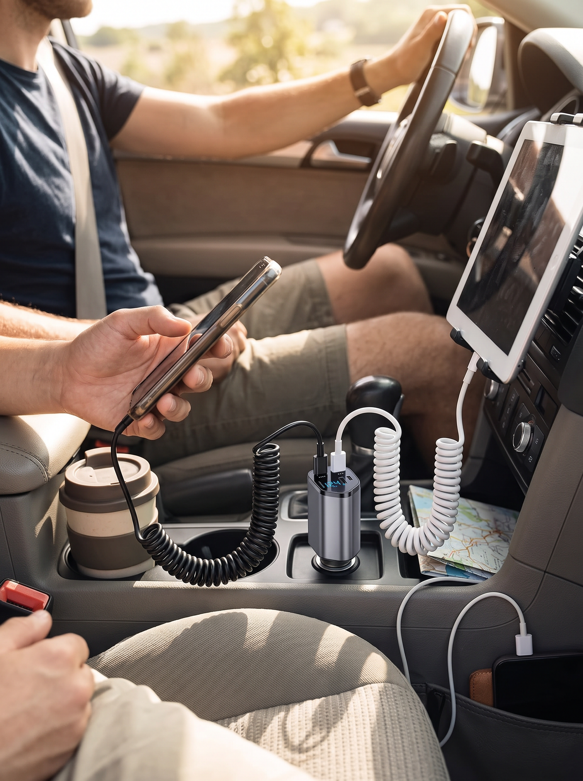 120W Retractable Car Charger, No More Tangled Cables