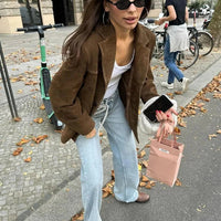 Elegant brown suede jacket for women