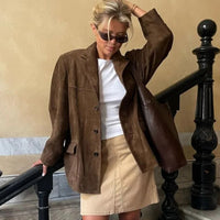 Elegant brown suede jacket for women