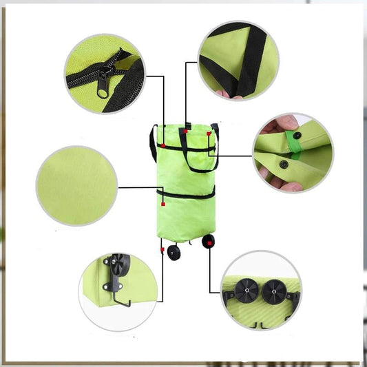 2-in-1 Foldable Shopping Bag with Wheels