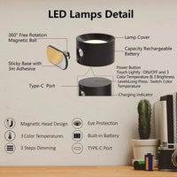 Rechargeable Wall Light with 360° Rotation