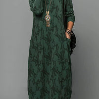Casual Winter Dress For Women With Round Neckline and Warm Fabric