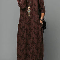 Casual Winter Dress For Women With Round Neckline and Warm Fabric