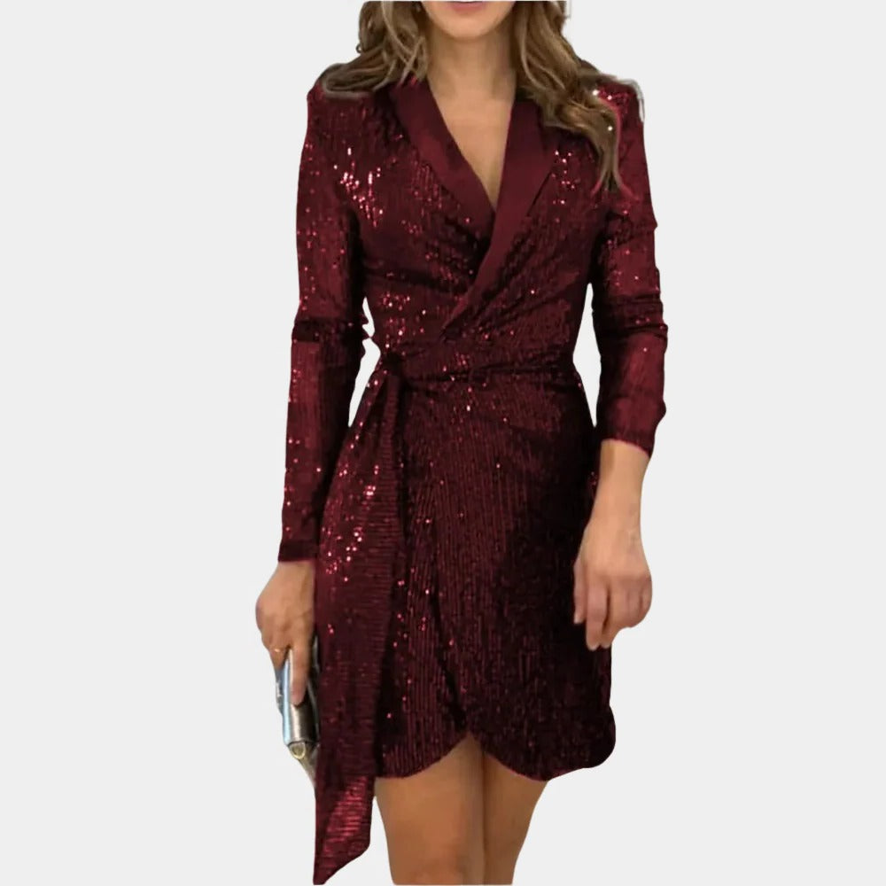Elegant Ladies Blazer Dress With Belt