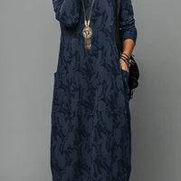 Casual Winter Dress For Women With Round Neckline and Warm Fabric