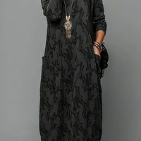 Casual Winter Dress For Women With Round Neckline and Warm Fabric