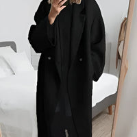 Oversized women's cashmere coat with lapel collar