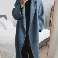 Oversized women's cashmere coat with lapel collar