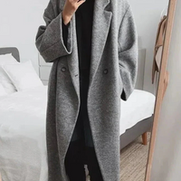 Oversized women's cashmere coat with lapel collar
