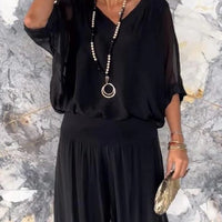 Elegant two-piece wide-leg chiffon pants