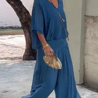 Elegant two-piece wide-leg chiffon pants