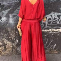 Elegant two-piece wide-leg chiffon pants