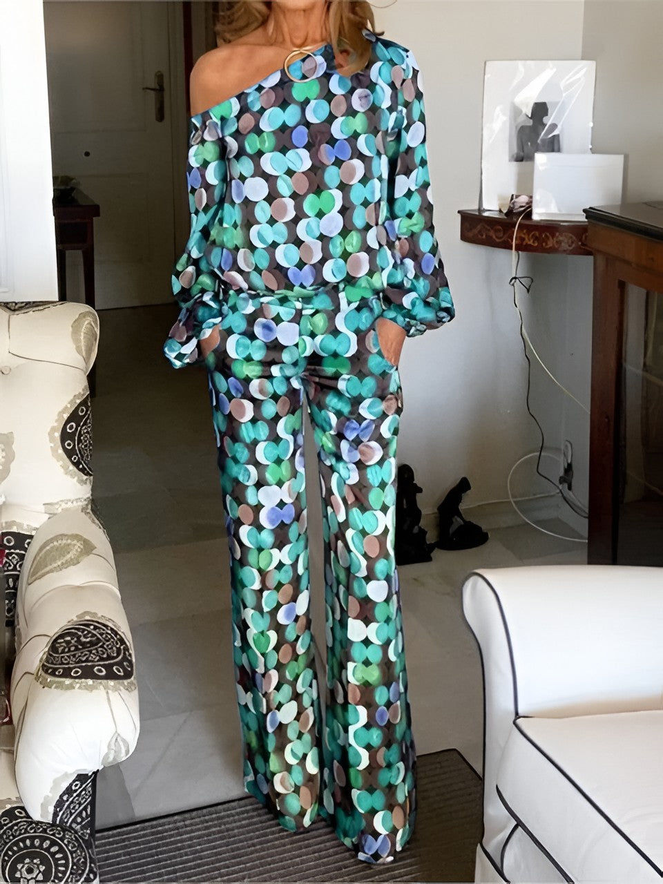 Geometric Pattern Two Piece Clothing Set