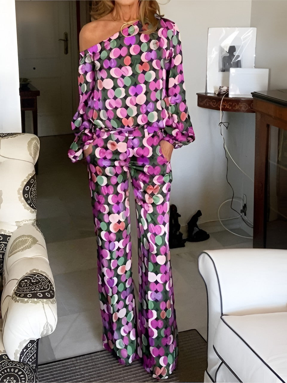 Geometric Pattern Two Piece Clothing Set