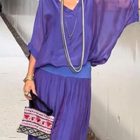 Elegant two-piece wide-leg chiffon pants