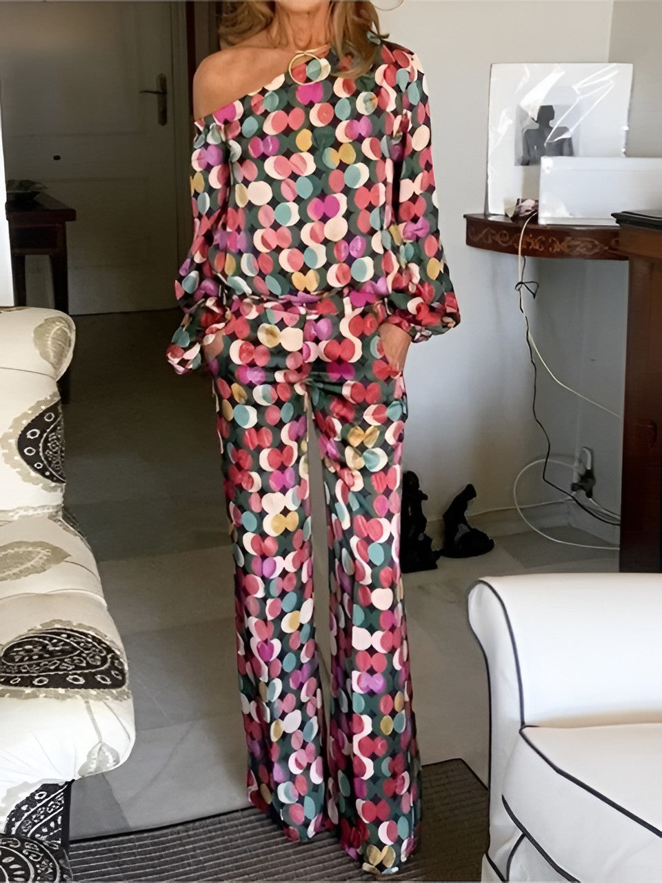 Geometric Pattern Two Piece Clothing Set