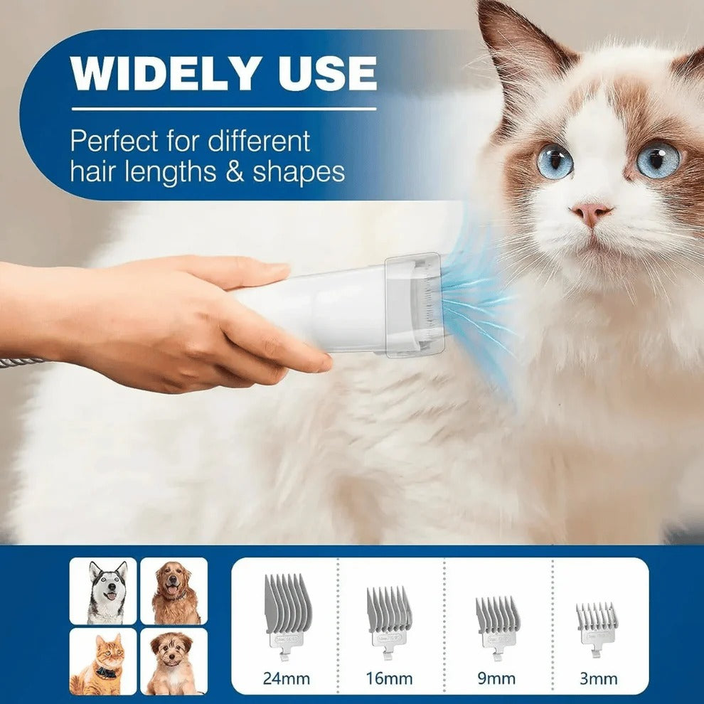 Low-Noise Dog Grooming Vacuum with Full Pet Hair Clippers & Brush Kit | Large 77.7oz Capacity