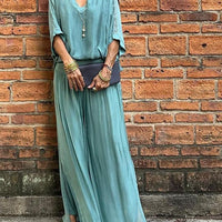 Elegant two-piece wide-leg chiffon pants