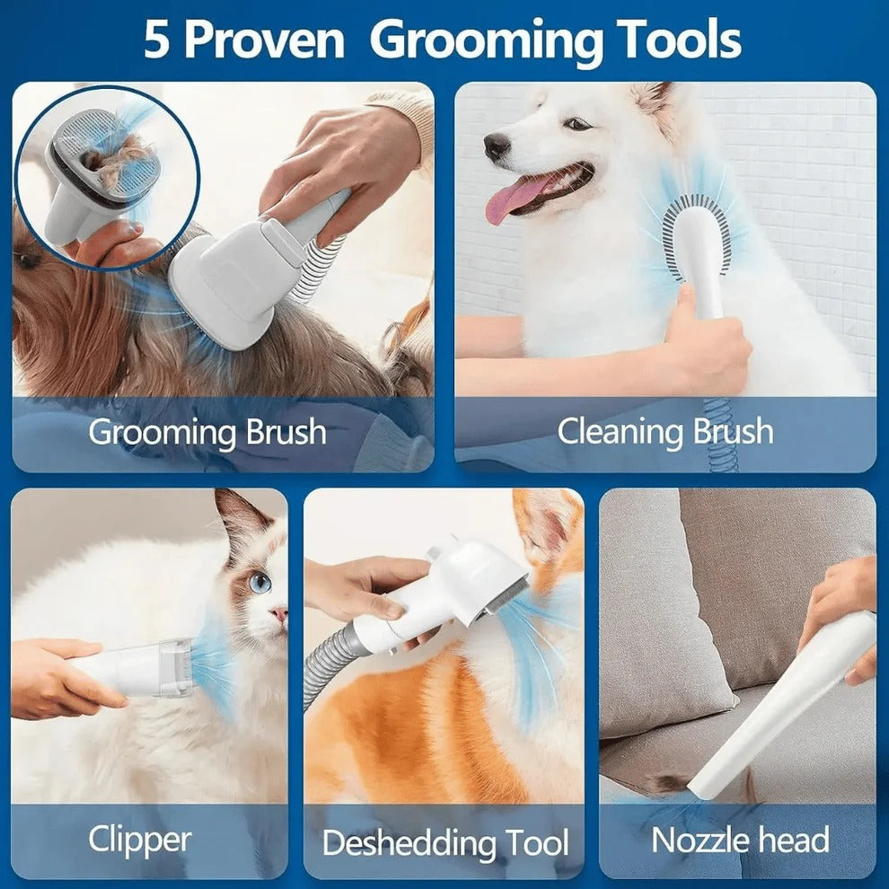 Low-Noise Dog Grooming Vacuum with Full Pet Hair Clippers & Brush Kit | Large 77.7oz Capacity