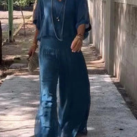 Elegant two-piece wide-leg chiffon pants