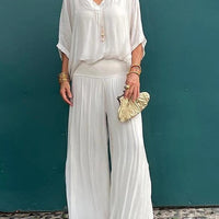 Elegant two-piece wide-leg chiffon pants