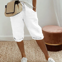 Trendy fashionable linen-look knee breeches for women