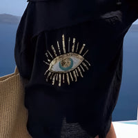 Evil Eye Shirt + Sequin Bead