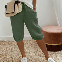 Trendy fashionable linen-look knee breeches for women