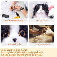 Lifelike Black and White Plush Cat