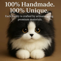 Lifelike Black and White Plush Cat