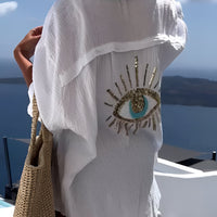 Evil Eye Shirt + Sequin Bead
